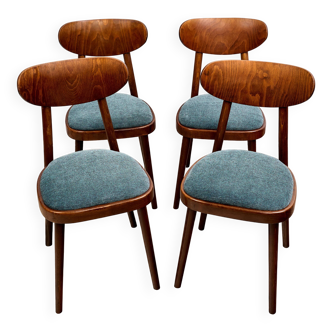 Ensemble de 4 chaises de salle à manger, TON, années 1960, Tchécoslovaquie