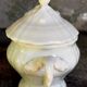 Set of seven covered pots and tray old white slurry nineteenth