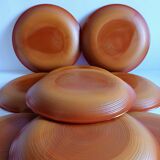 Set of 9 vintage opaline brown plates
