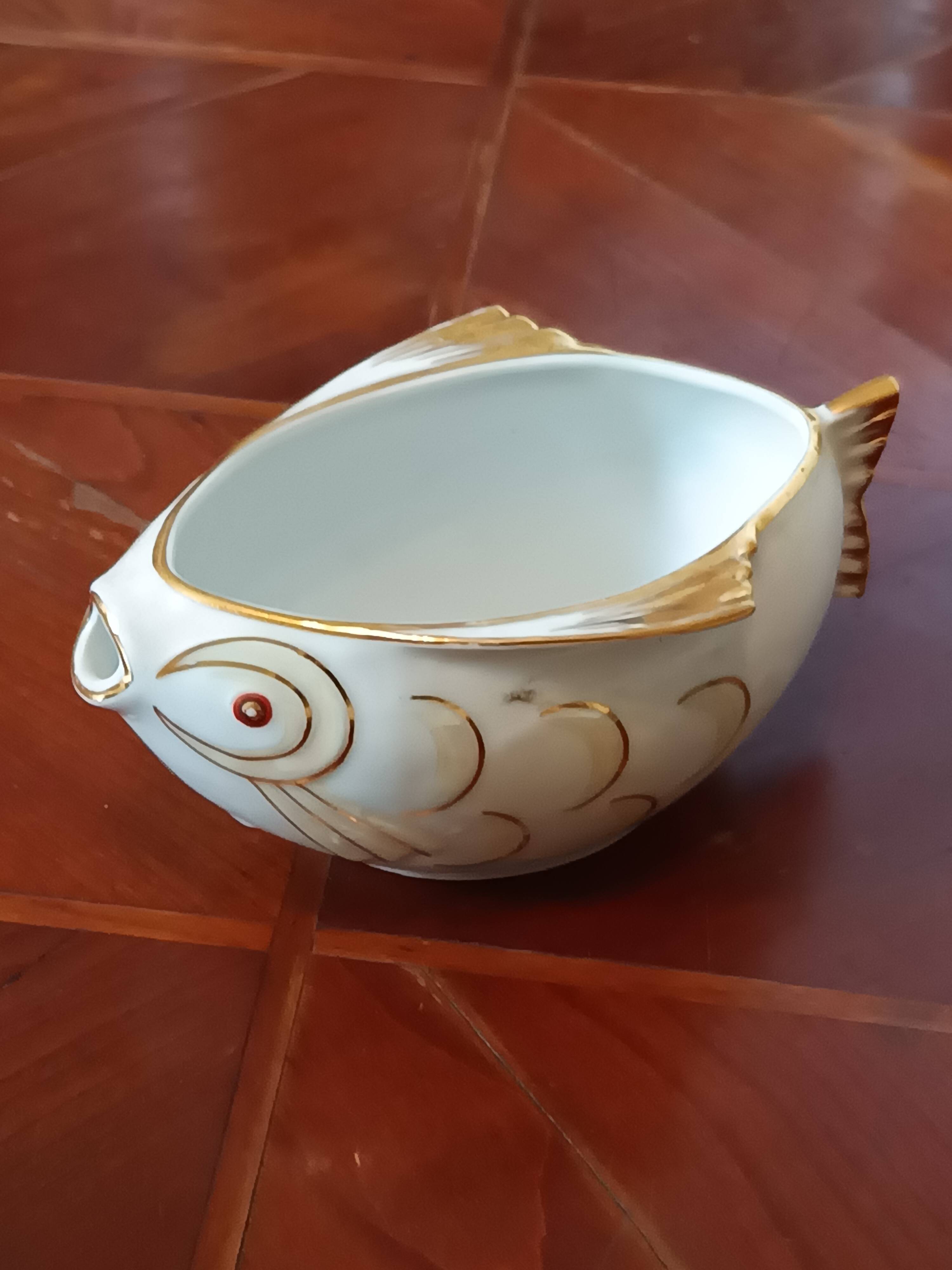 service à poisson 12 assiettes Limoges "Réva"  1940 peint à la main