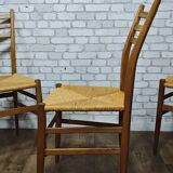 3 vintage wooden and rope chairs 1960
