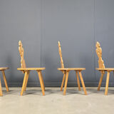 Vintage rustic Tiroler style dining chairs, 1960s