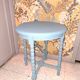 1950s repainted 4 legged solid wood round coffee table