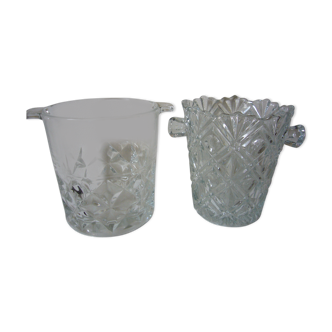Lot of two vintage Crystal ice buckets