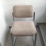 Strafor stainless steel office chair and light grey tweed