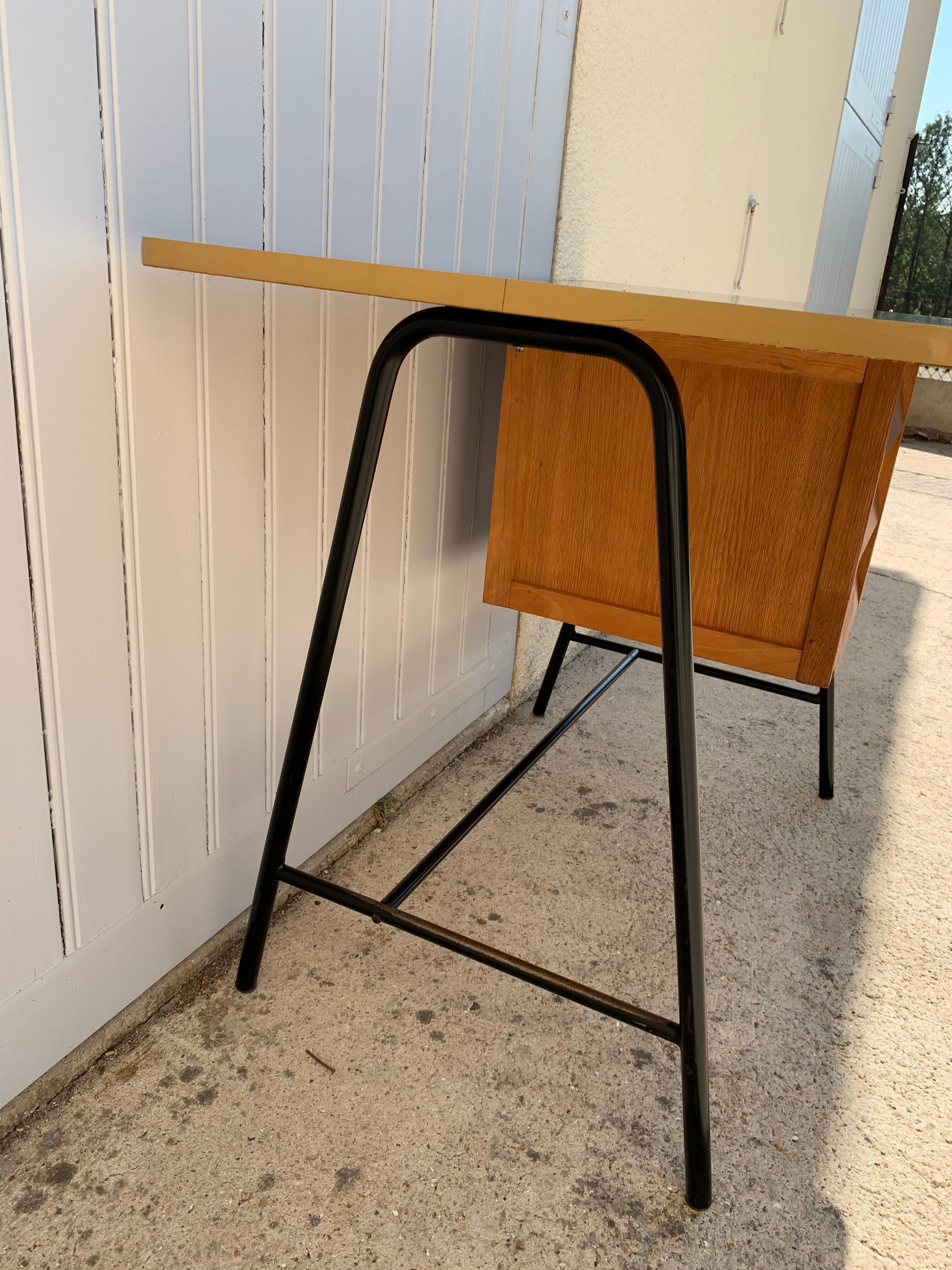 Vintage wood and formica desk 1950