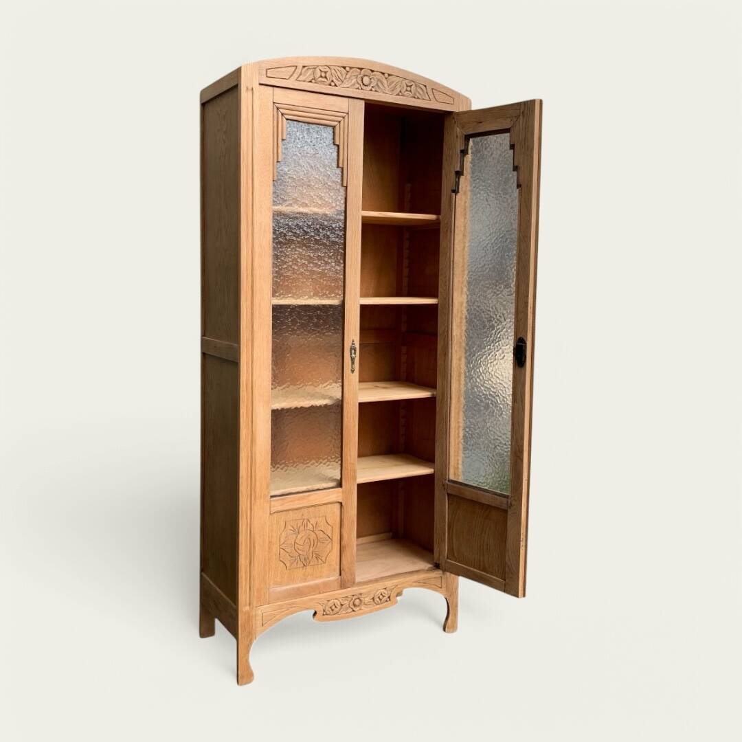 Parisian glass cabinet art deco raw wood 1930