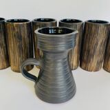 Set The Mug, its pitcher and its spoon, signed glazed terracotta