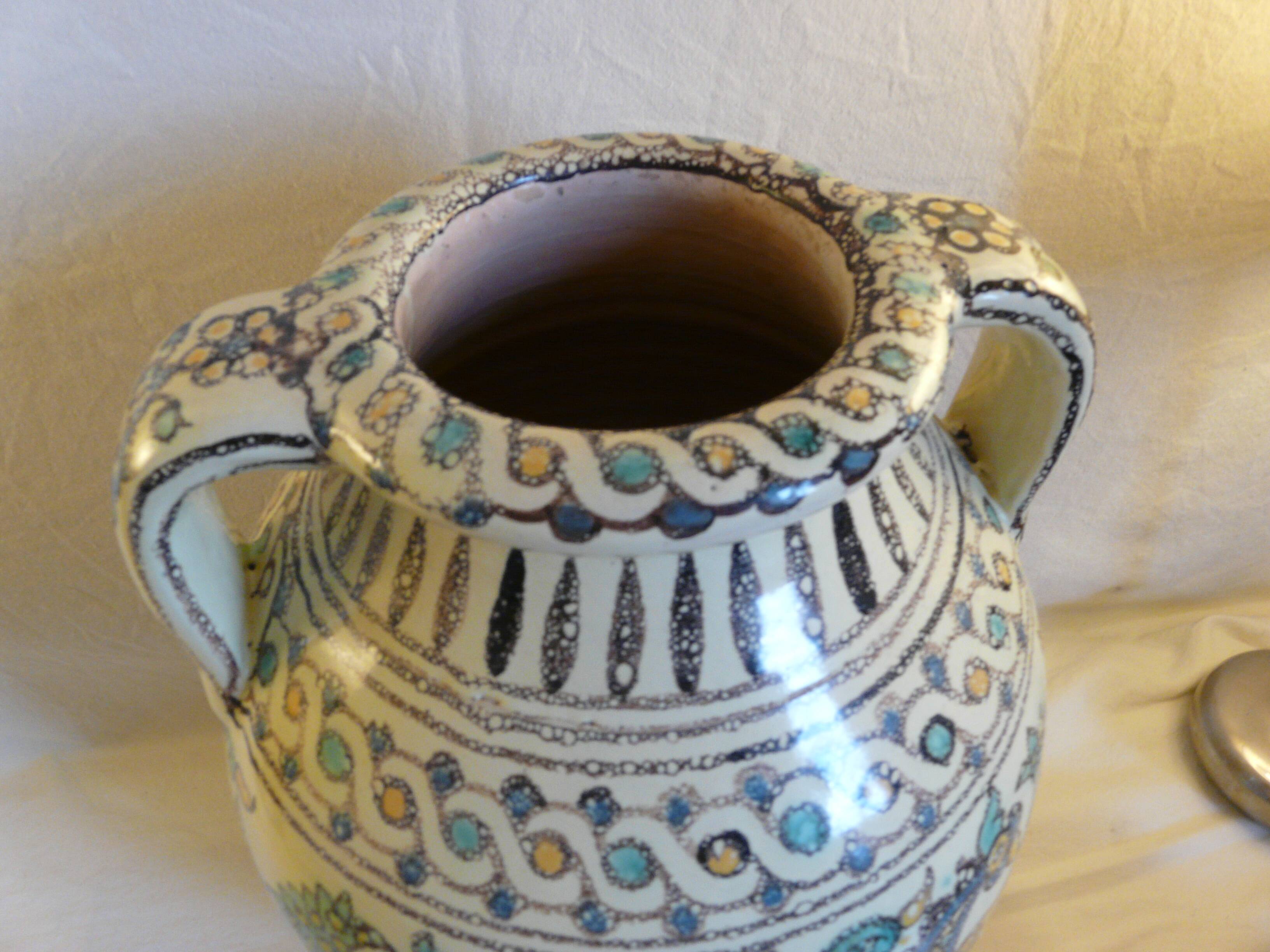 Pierre De Verclos, Maghreb Ceramic Pottery, Tunisia Nabeul, Large Vase