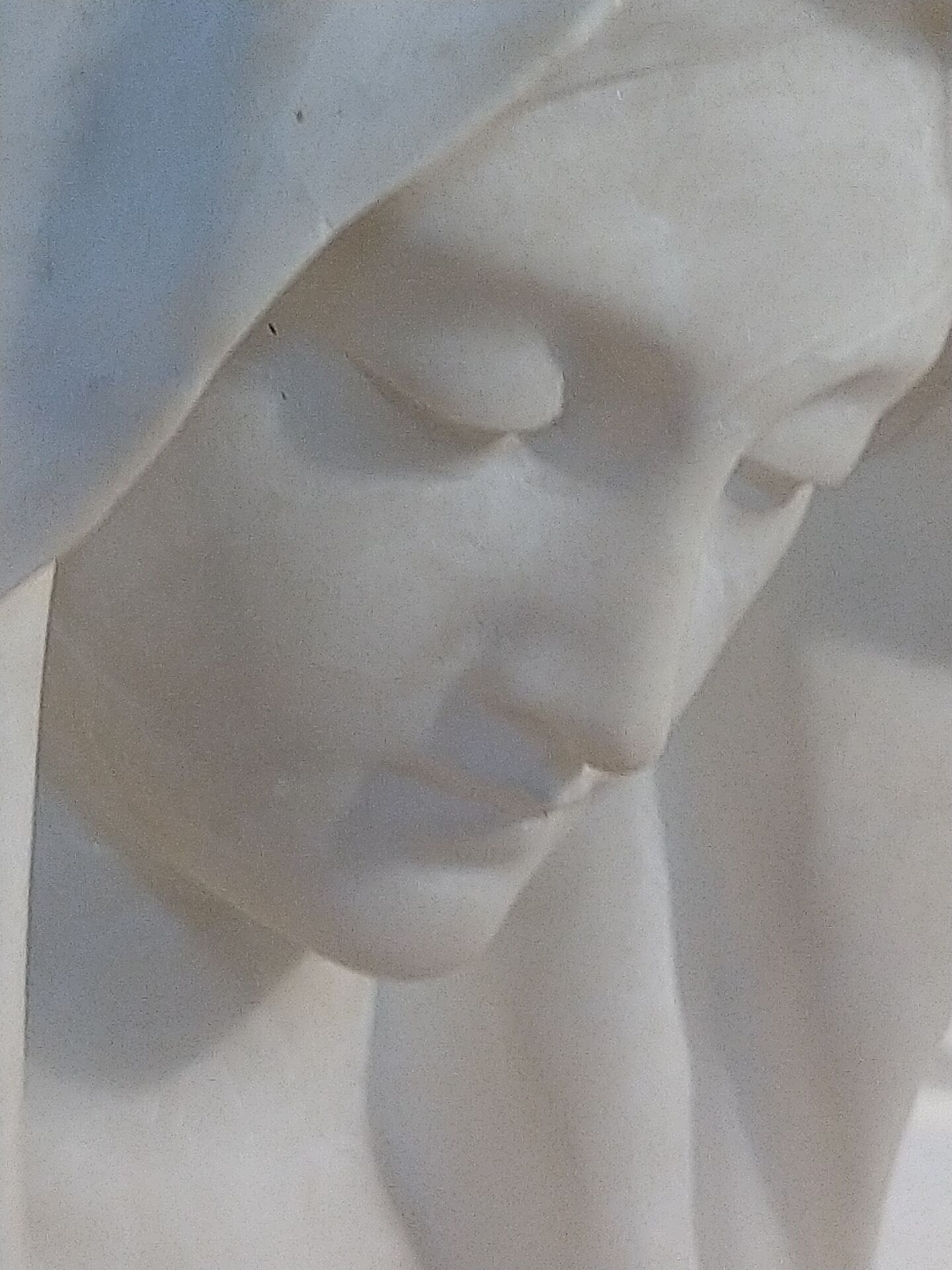 Bust of the Virgin in alabaster by Guglielmo Pugi.