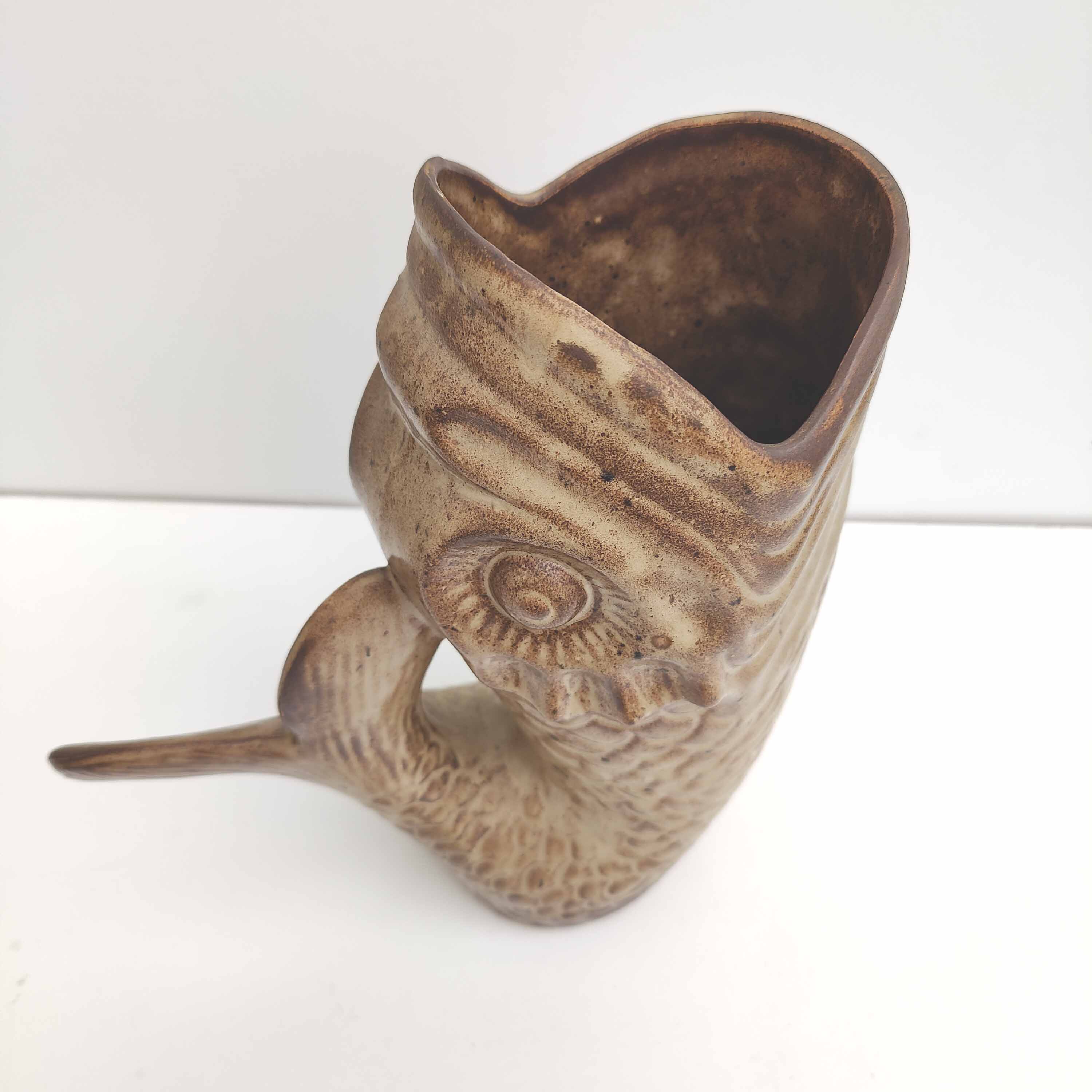 Zoomorphic vase fish Vallauris ceramic