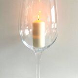 Duo of Large Tealight Holders Vases Candle Holders on Stand Blown Crystal Glass Deco