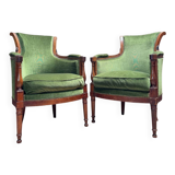 Pair of mahogany cabriolet bergère armchairs from the 18th-century Directoire period.