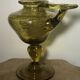 Yellow bubble hand blown glass oil lamp biot glassworks