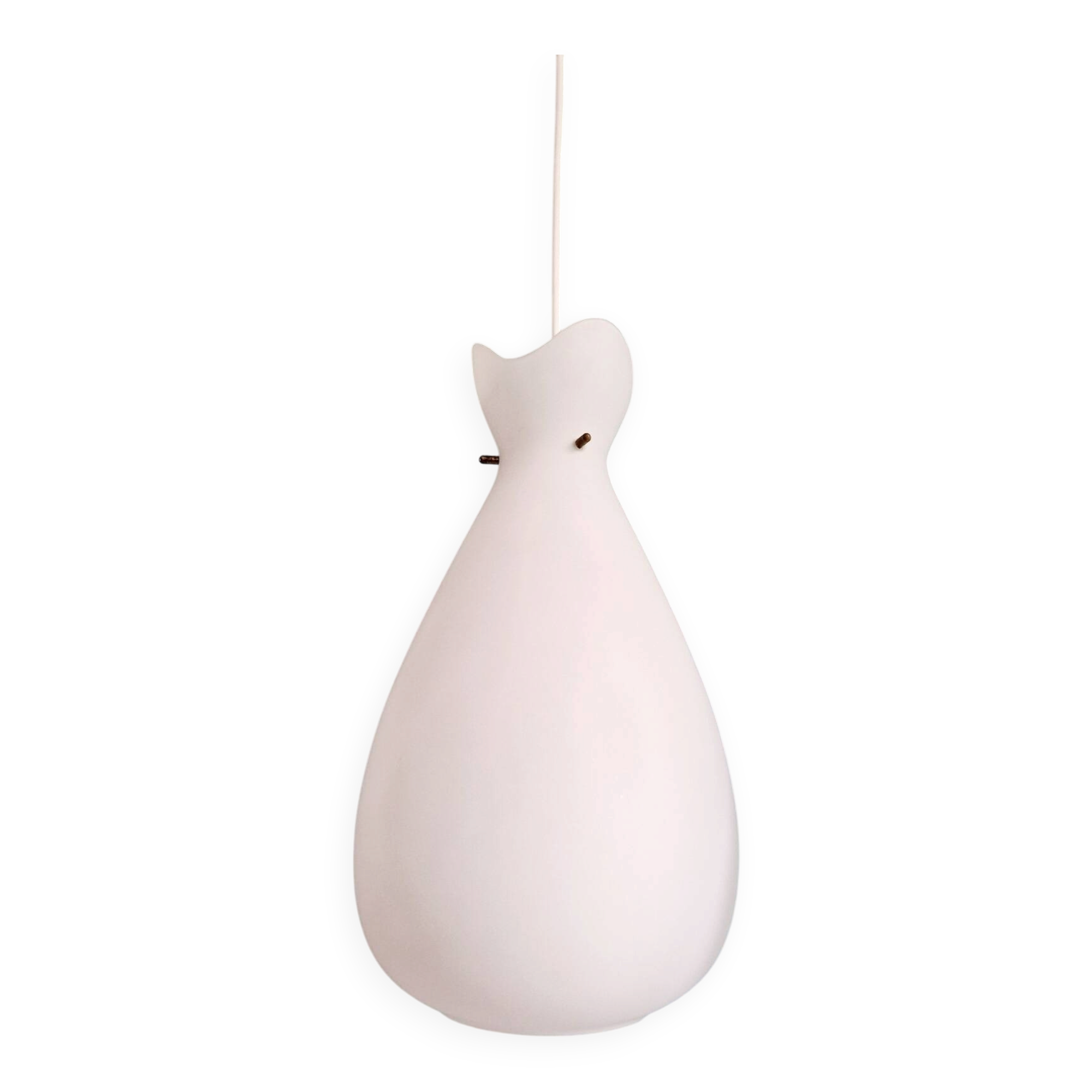 Scandinavian suspension in frosted white glass, 1960s