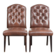 Set of 2 cognac-coloured vintage cow leather chesterfield dining chairs