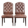 Set of 2 cognac-coloured vintage cow leather chesterfield dining chairs