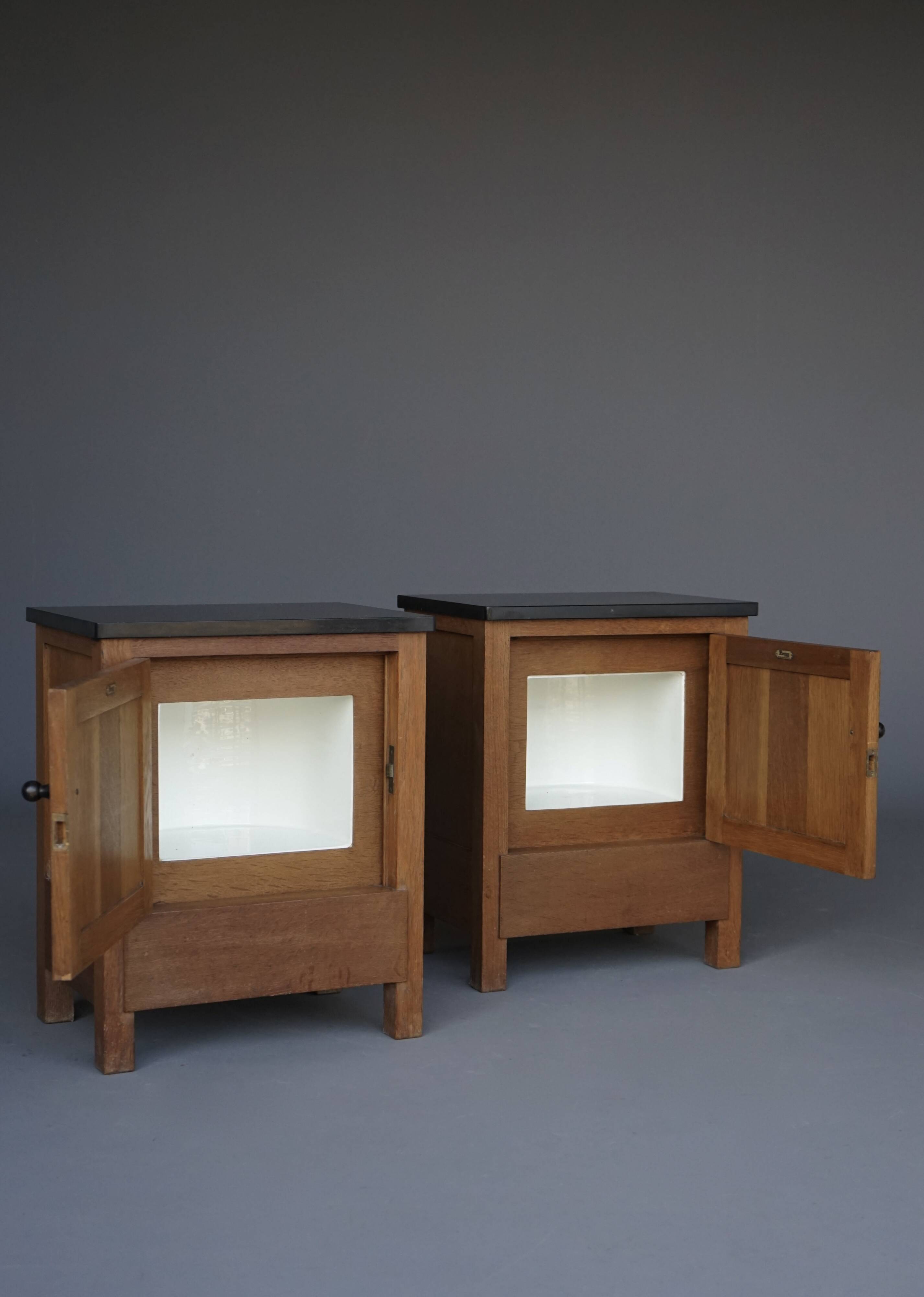 Cabinets de chevet en chêne Art Déco par Henk Wouda pour Pander & Zn., années 1920