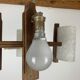 Lustre scandinave perspex et bois, 4 feux
