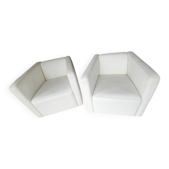 Roche Bobois swivel leather armchairs