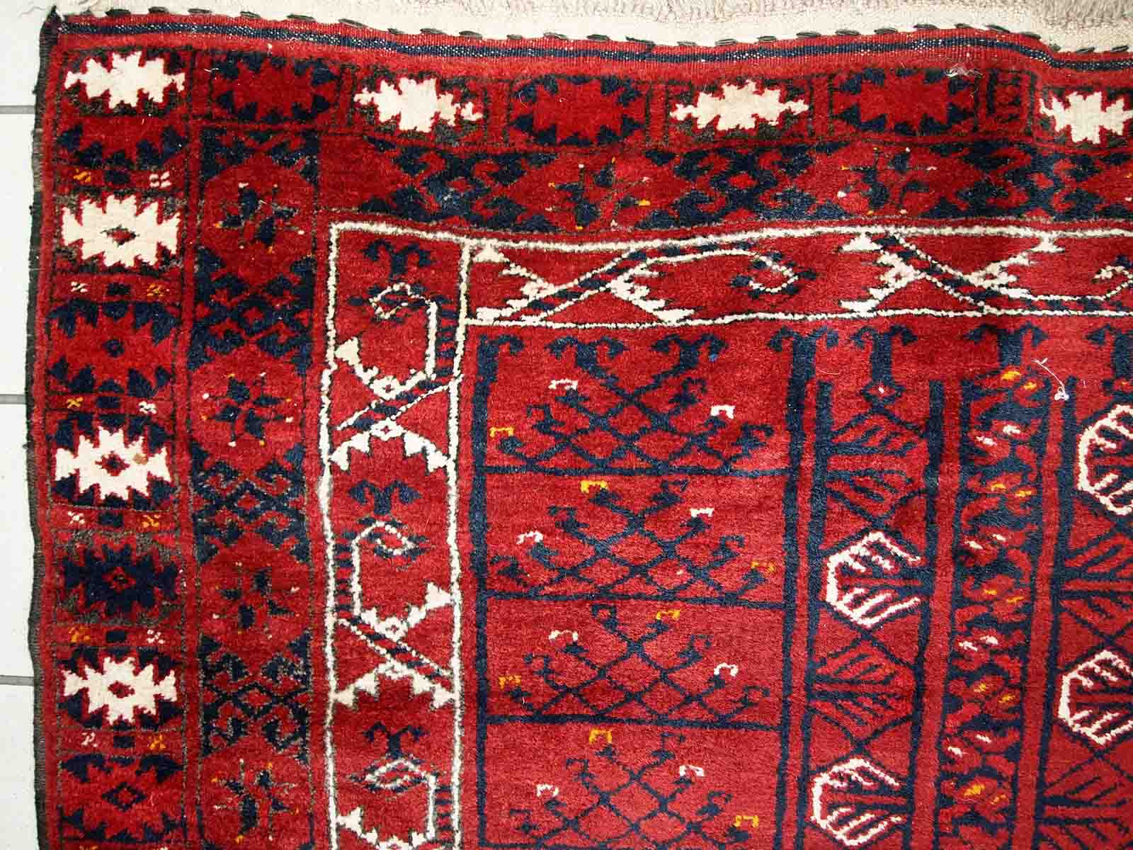 Vintage carpet turkmen engsi handmade 124cm x 165cm 1970s - 1c431