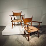 Pair of brutalist armchairs