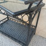 Vintage rattan server with XL serving tray circa 1960