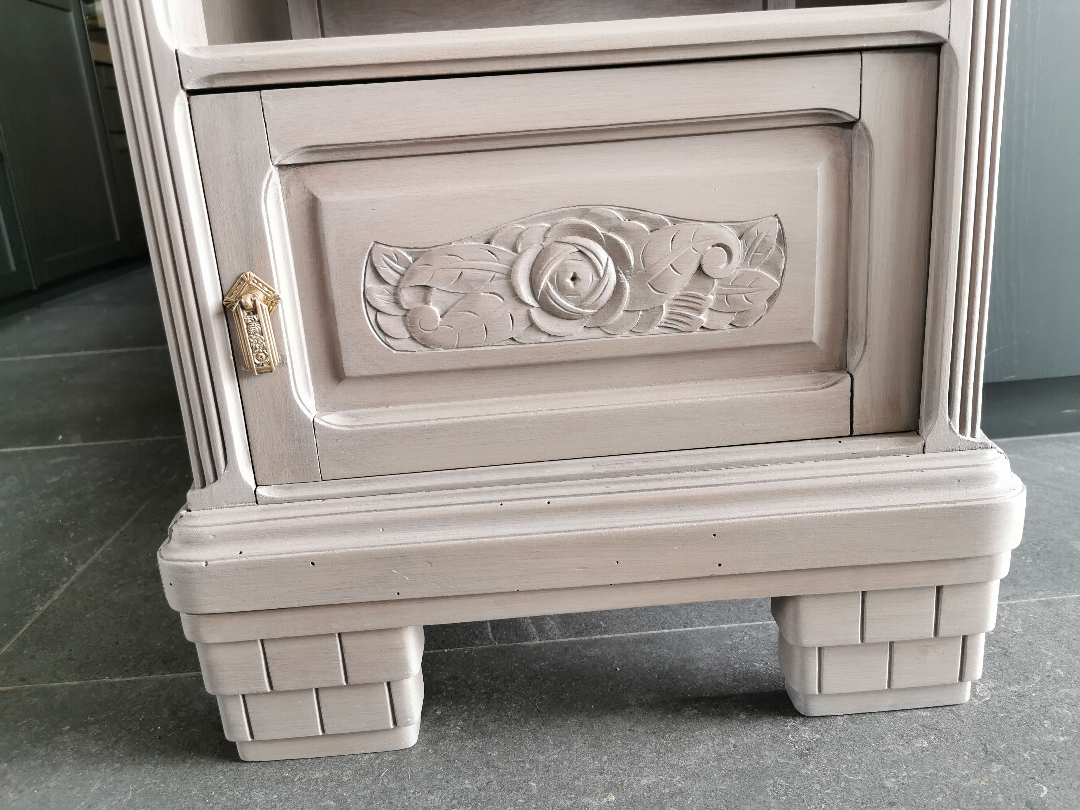 Old wooden and marble bedside