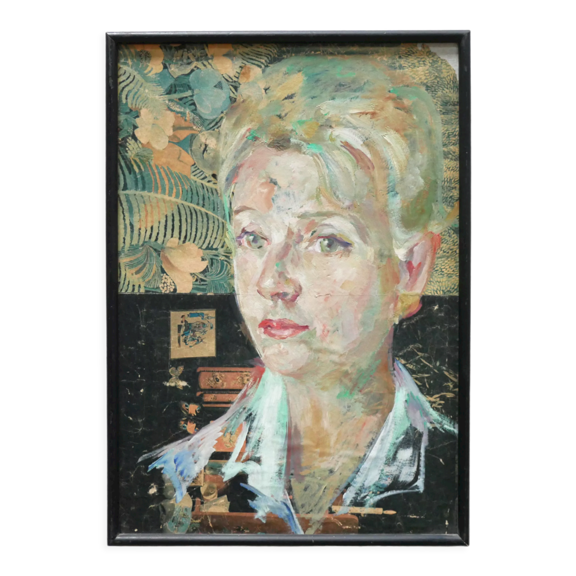 Vintage painting portrait on paper