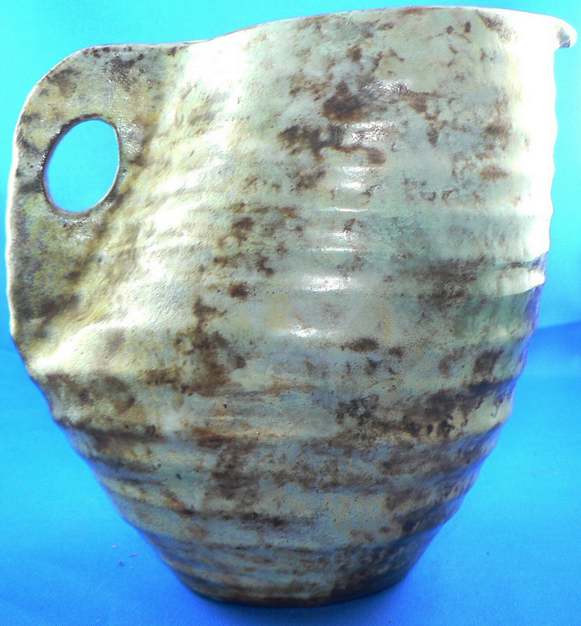 Details on Valauris sandstone pitcher by A.Kostanda, 1950s