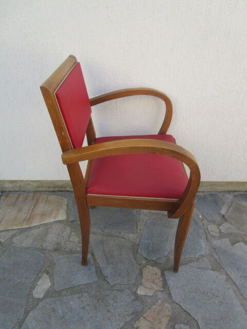 Fauteuil bridge rouge années 50