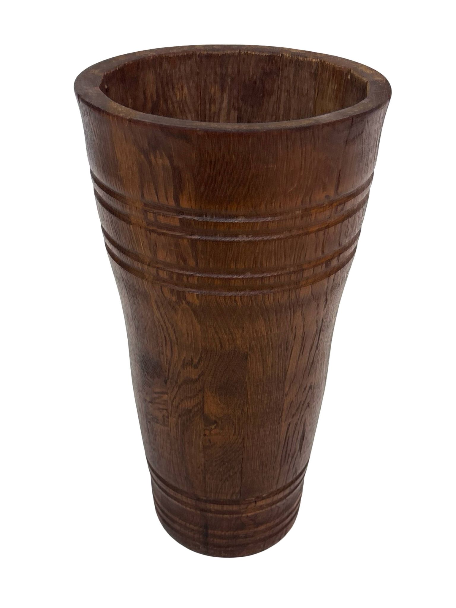Vintage umbrella stand - holder oak basket storage design 60's minimalist