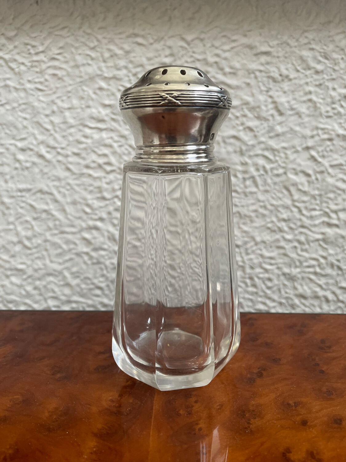 Crystal sugar sprinkler in solid silver