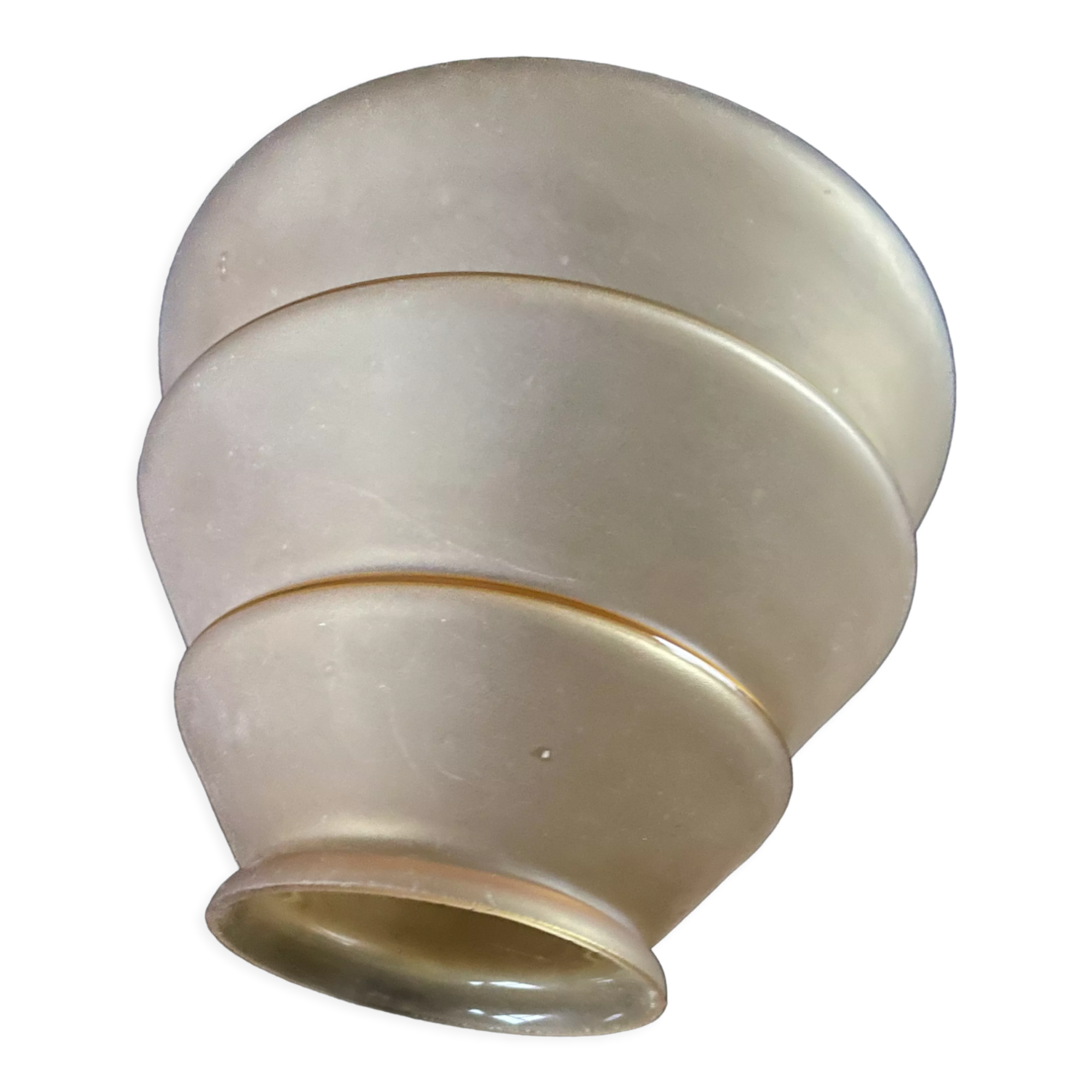 Yellow art deco lampshade with gold stripes