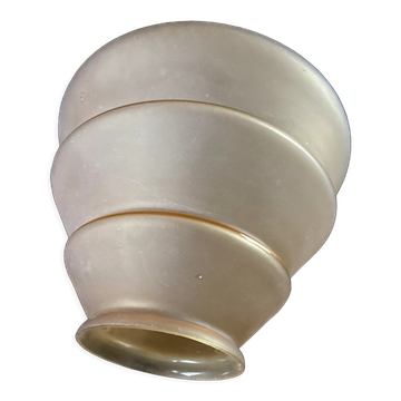 Yellow art deco lampshade with gold stripes