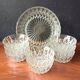 Transparent glass dessert service, vintage salad bowl France.