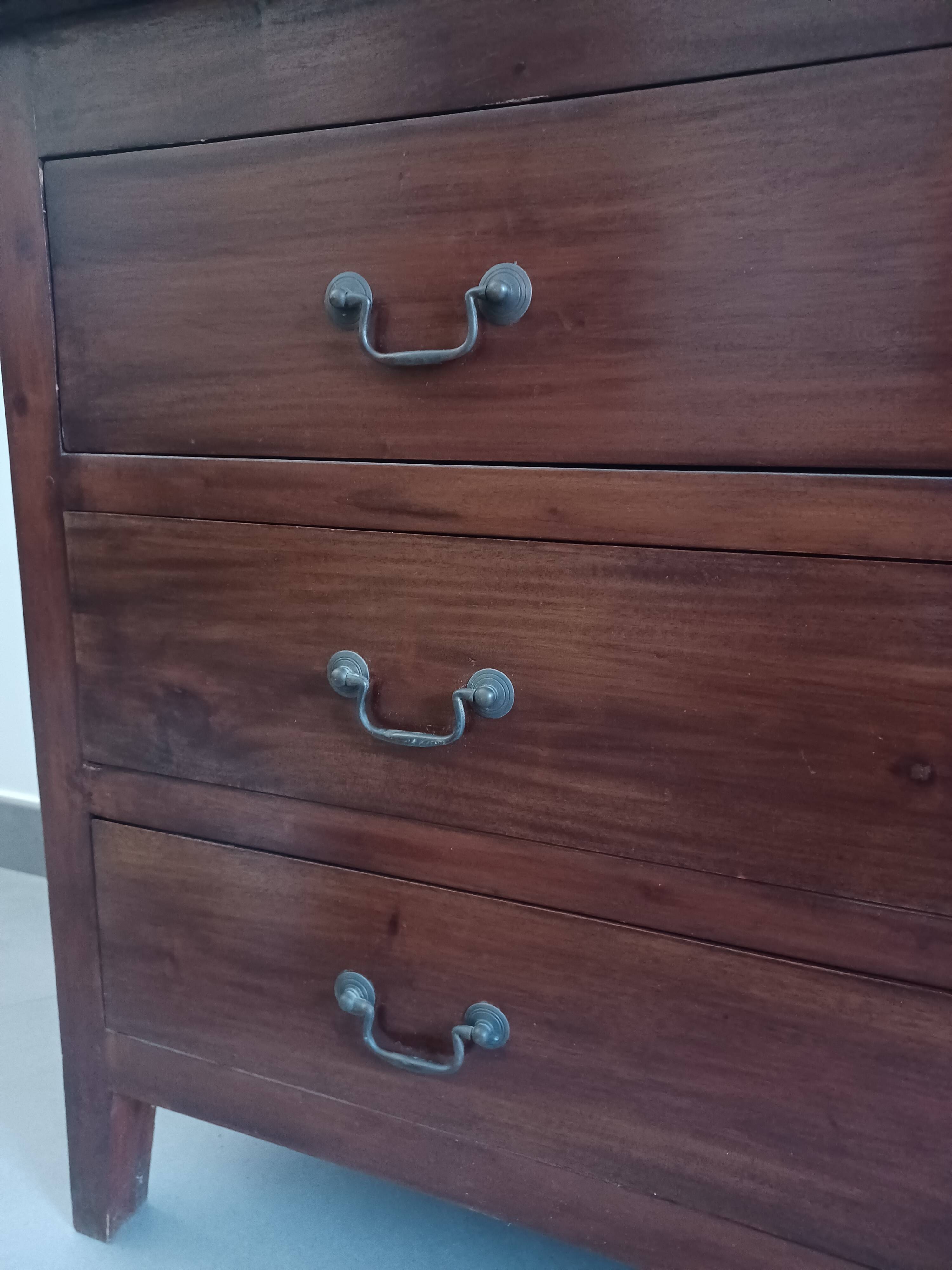 Three-drawer chest of drawers in exotic wood