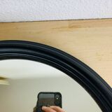 Pair of round mirrors with black rim 40 cm, vintage