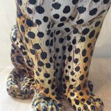 Enamelled terracotta leopard from the 60s Italy