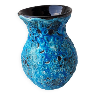 Fat lava blue vase