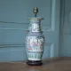 Canton porcelain table lamp, Chinese lamp with polychrome decoration.