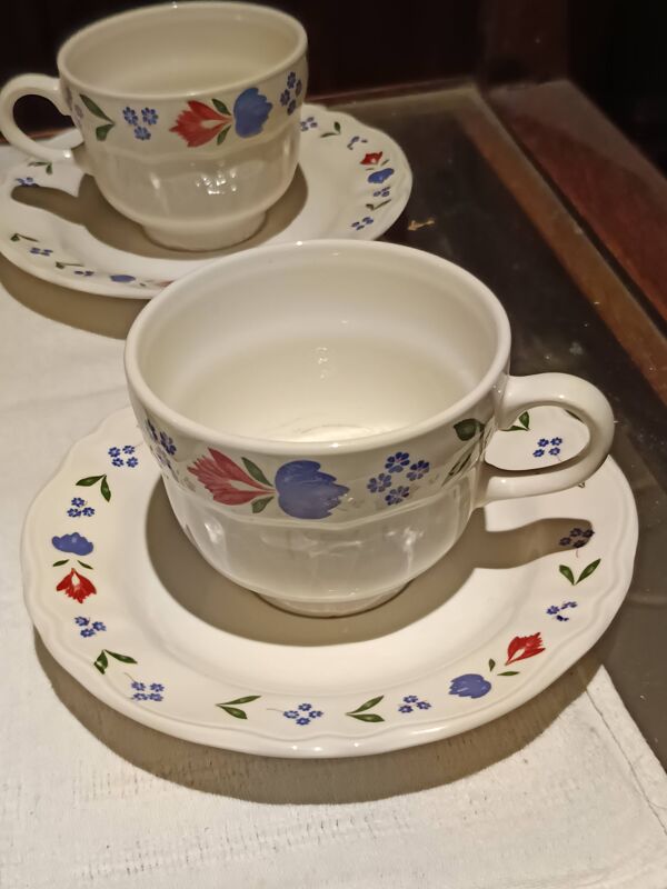 lot de 6 tasses à thé et sous tasses faience Pagnossin de Trévise