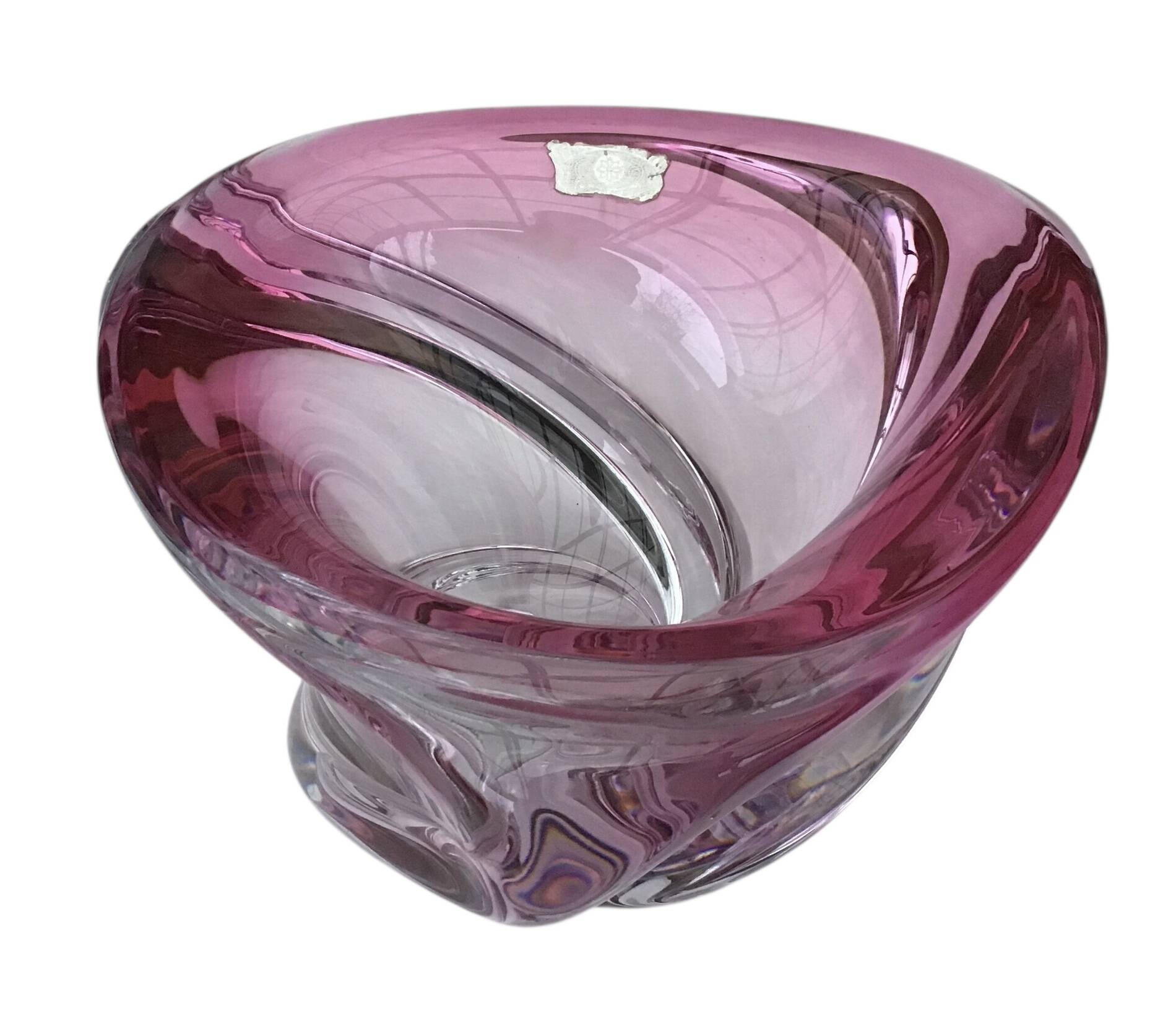 Vase Wave Val-Saint-Lambert ruby submerged design Delvenne 1950