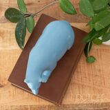Figurine d'ours polaire vintage en céramique bleu clair, statue d'animal en porcelaine