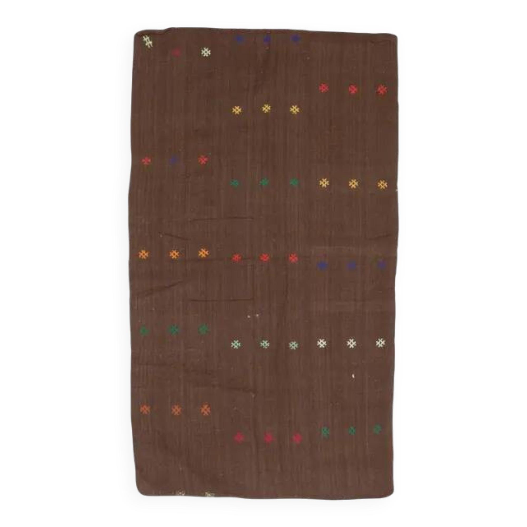 Brown Colorful Vintage Handmade Turkish Kilim Area Rug 94x160