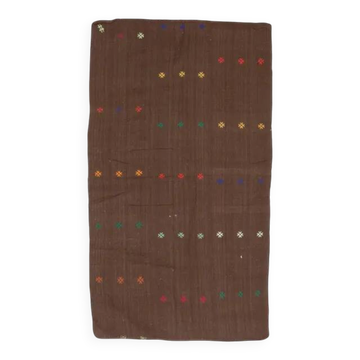 Brown Colorful Vintage Handmade Turkish Kilim Area Rug 94x160