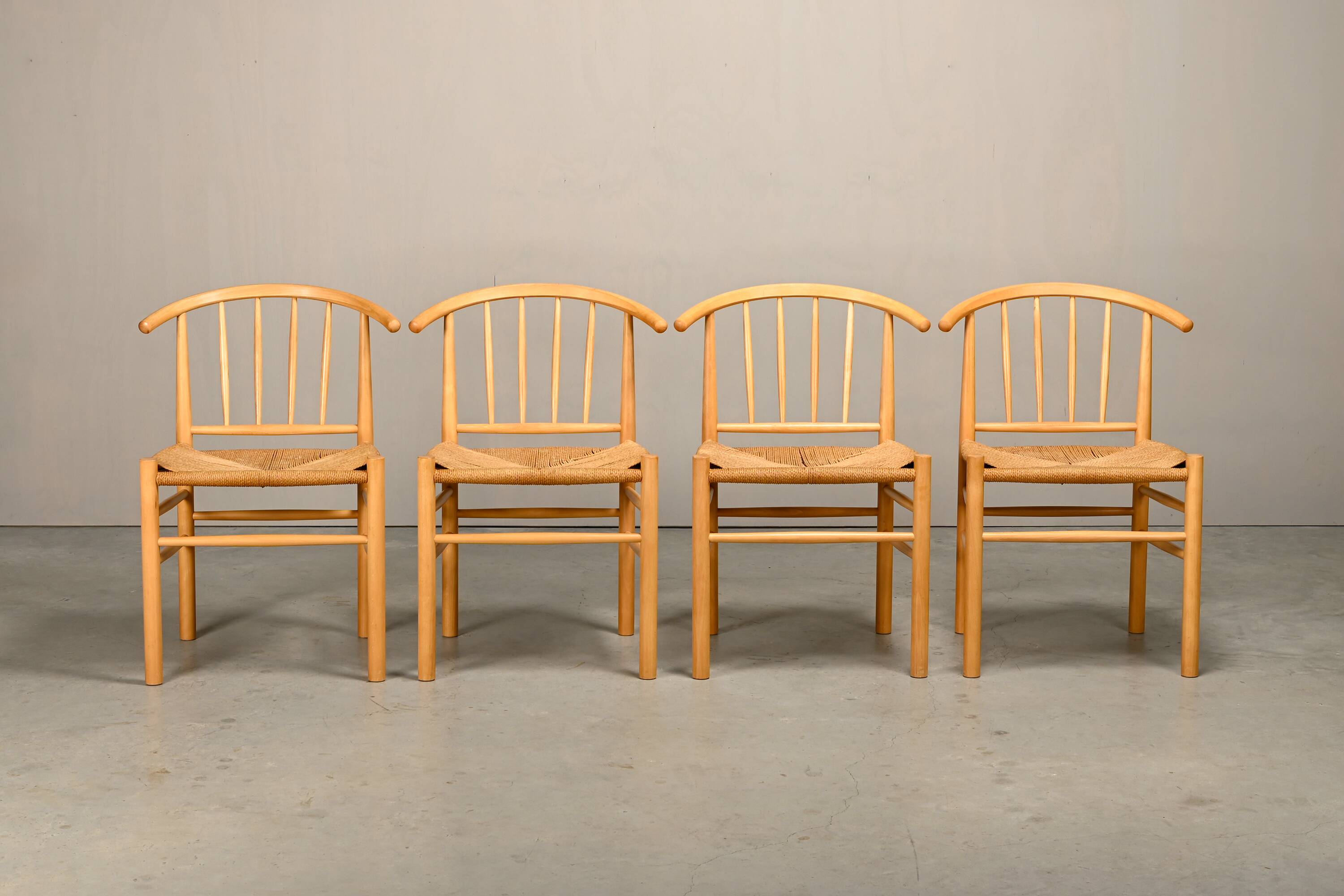 Erik Ole Jørgensen J151 Dining Chairs in beech and papercord for FDB Møbler