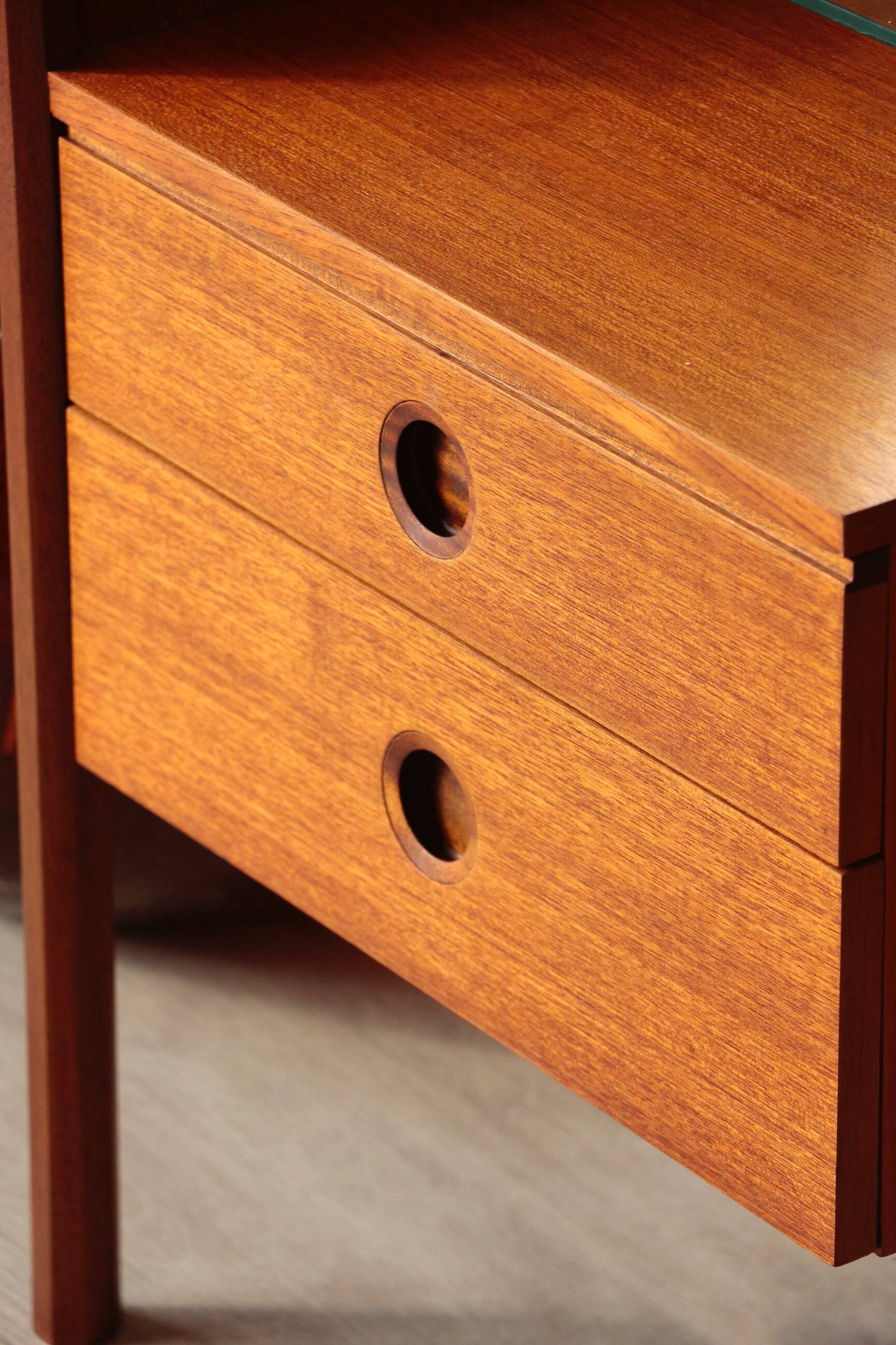 Wrighton Teak Dressing Table - Vintage 1960s - Hexagonal Base