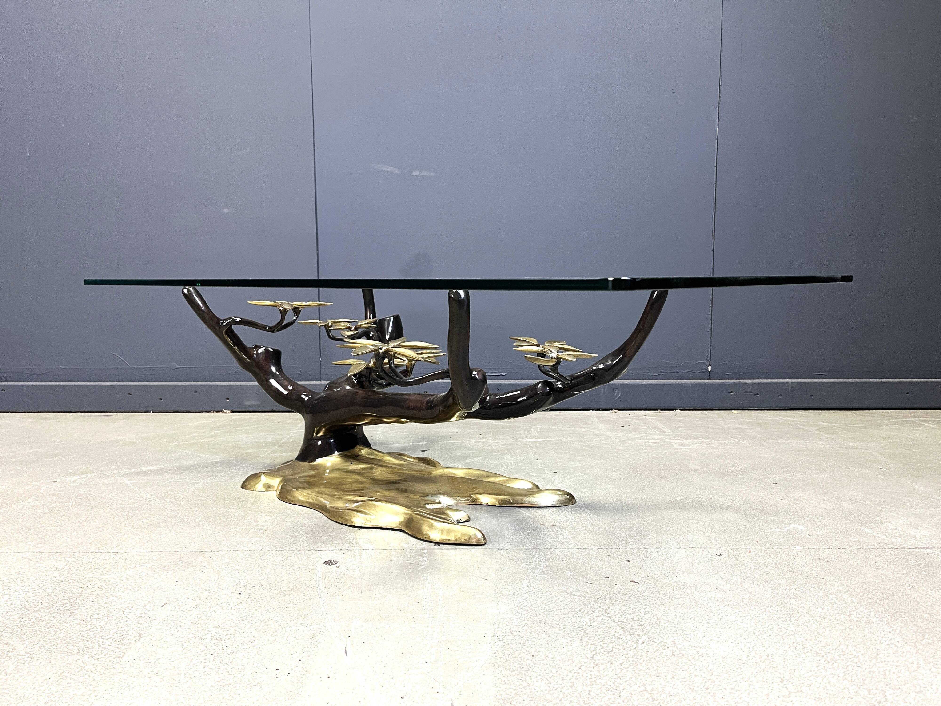 Brass bonsai coffee table by Willy Daro, 1970s