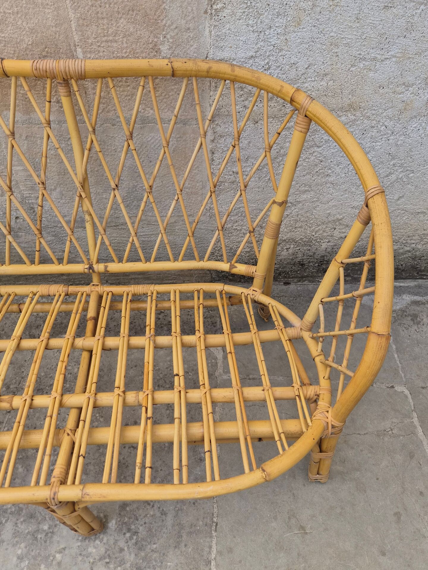 Salon de jardin Vintage en bambou et rotin - Années 60/70